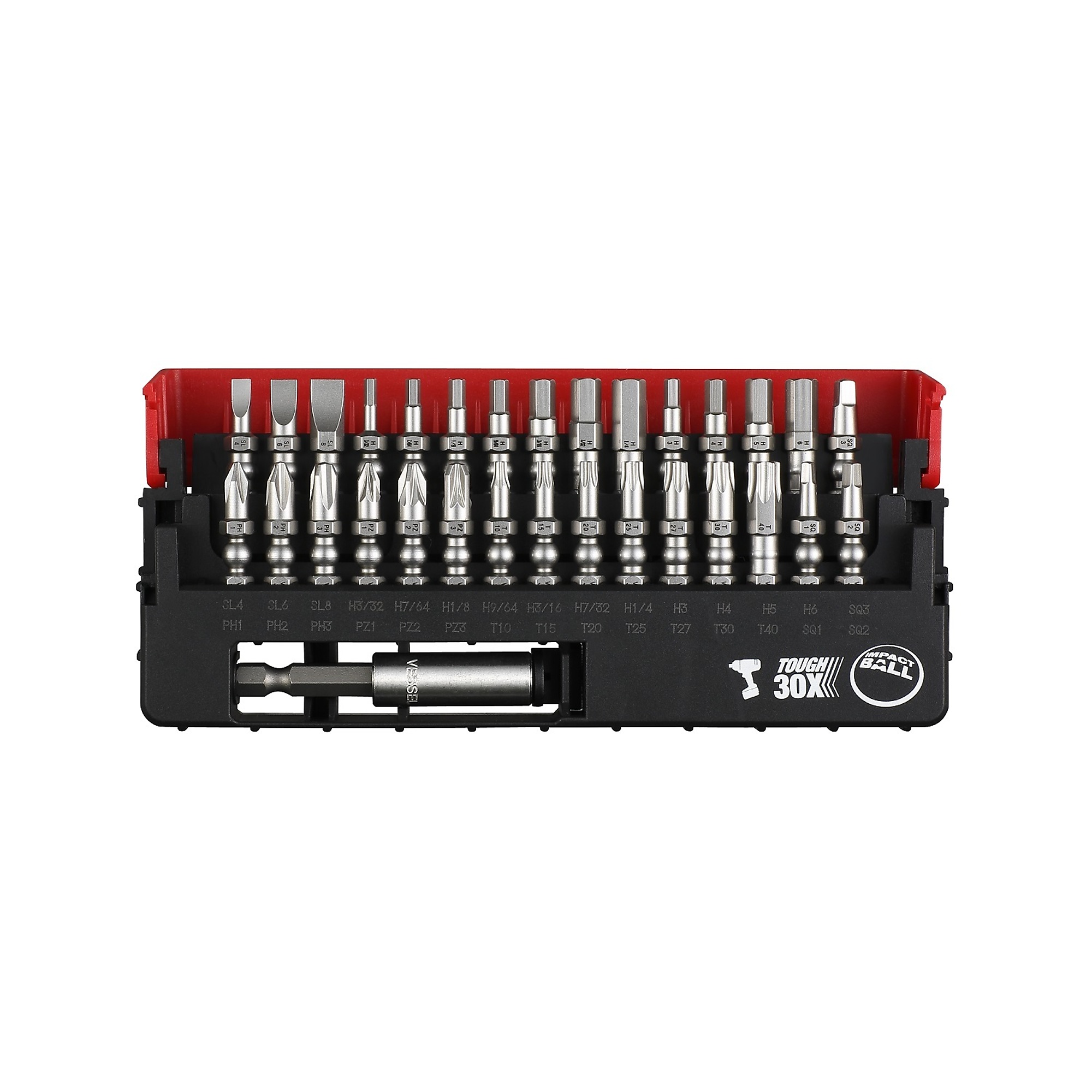 Vessel Impact Ball Torsion Bit Set - 31 Pcs, SAE, Magnetized Tips, VoHA Material, Model# IB31P02U